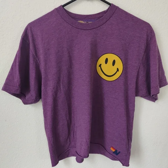 Aviator Nation Women’s T-Shirt Smiley Never Stop Chasing Rainbows Size Medium G - Picture 3 of 9